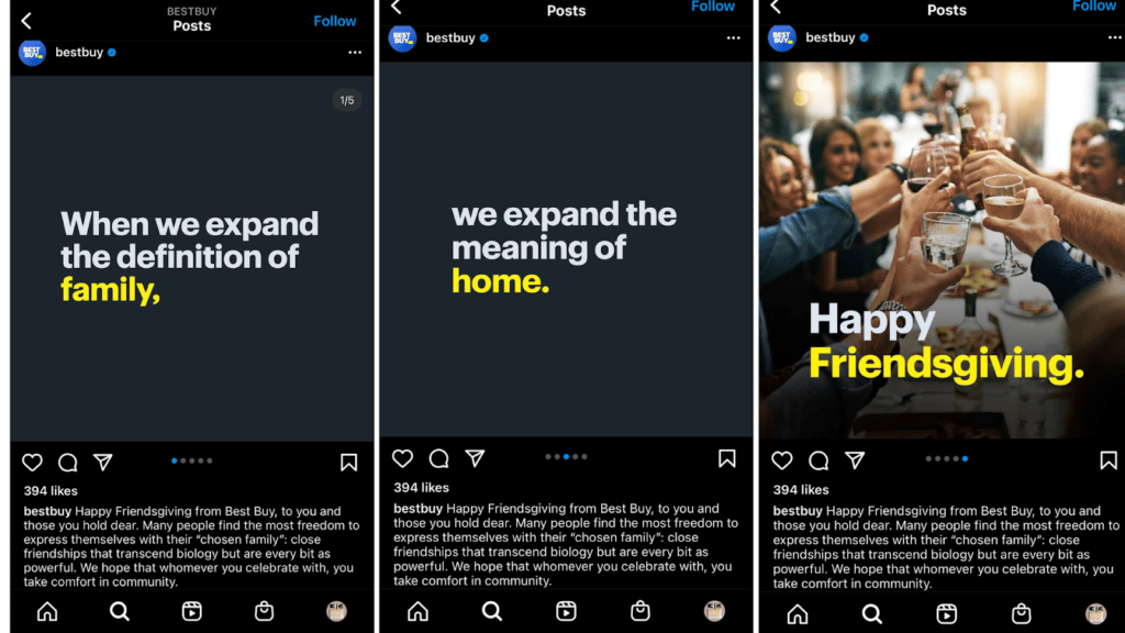 Best Buy Thanksgiving Social Media Post Example