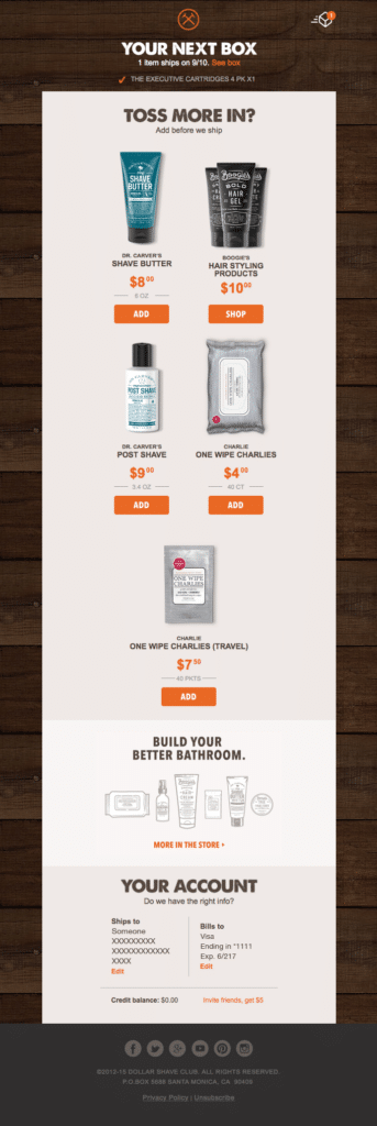 Dollar Shave Club Drip Email