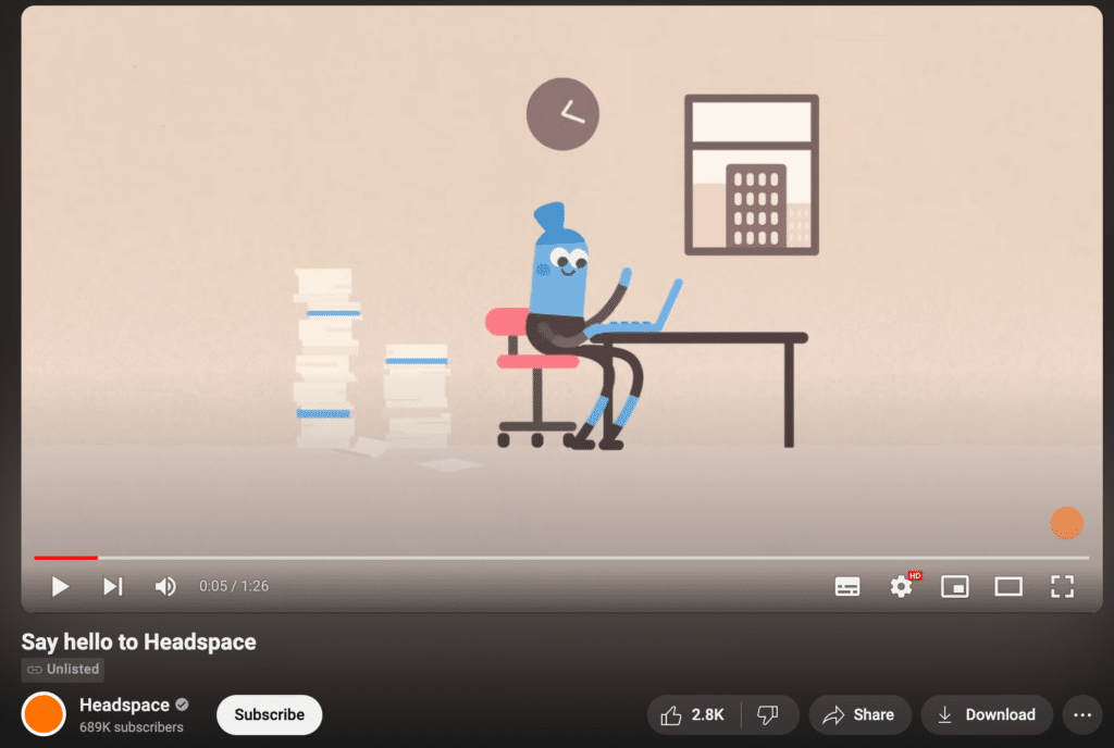 screenshot of headspace's youtube video