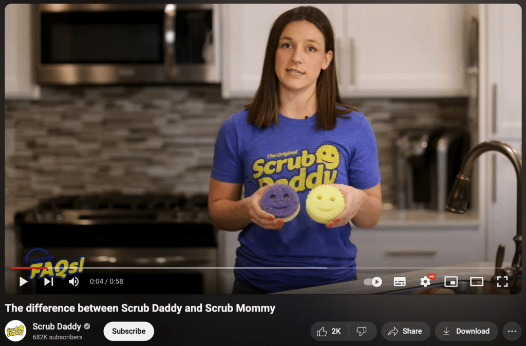 screenshot of ScrubDaddy product comparison video