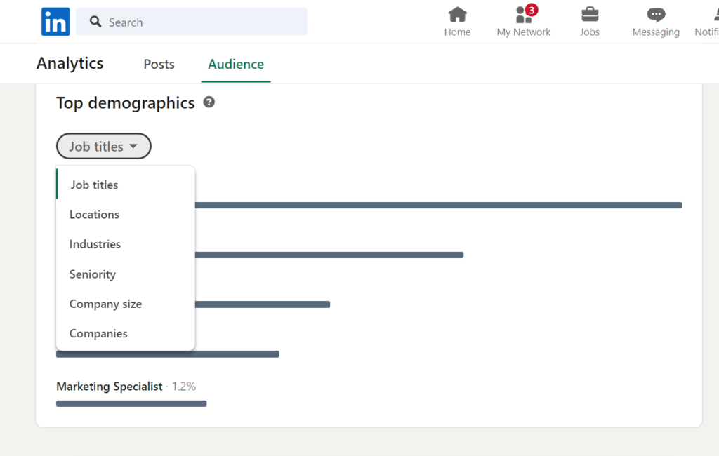 linkedin analytics tab