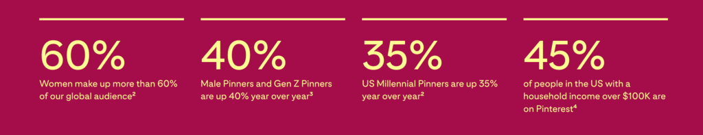 pinterest audience in percentages 