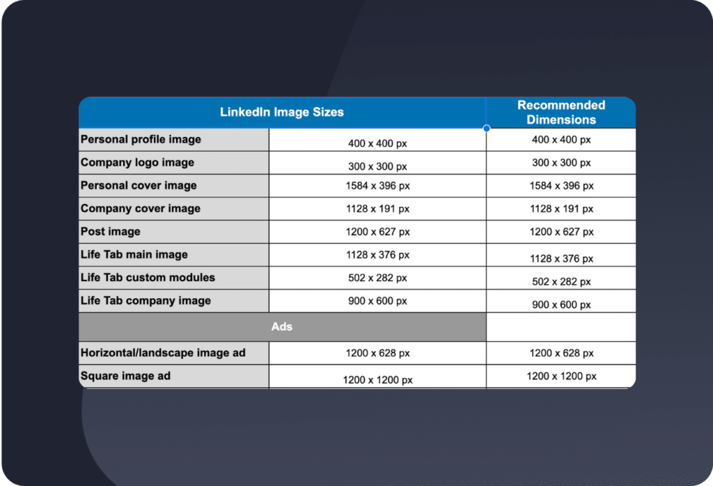 social media image sizes guide by SocialBee