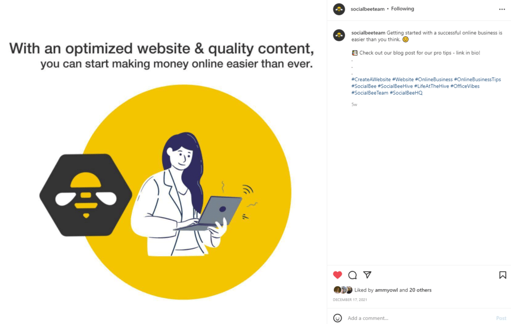 SocialBee Instagram post