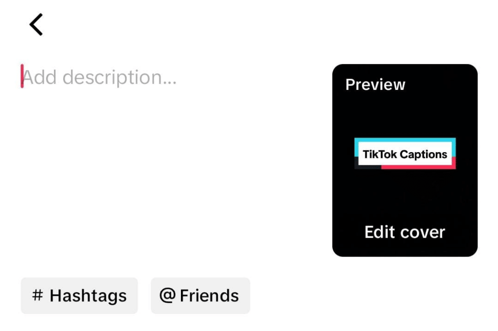 TikTok caption box