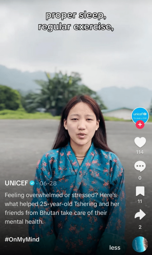 TikTok caption example from UNICEF