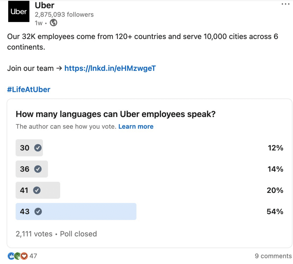 uber linkedin poll