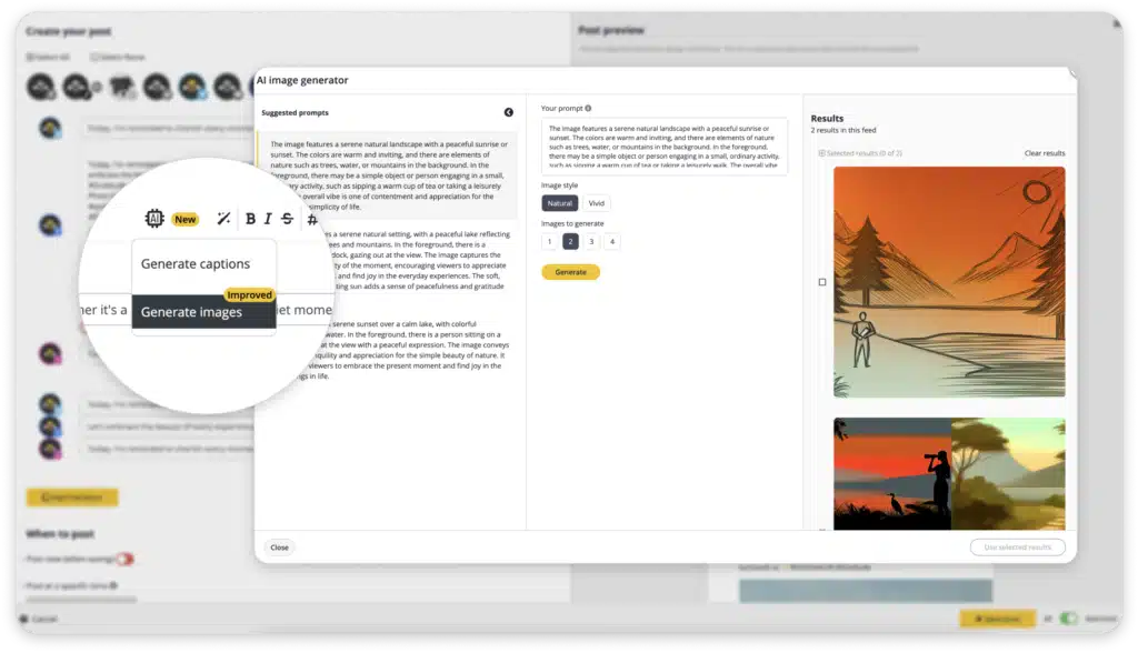 SocialBee AI image generator